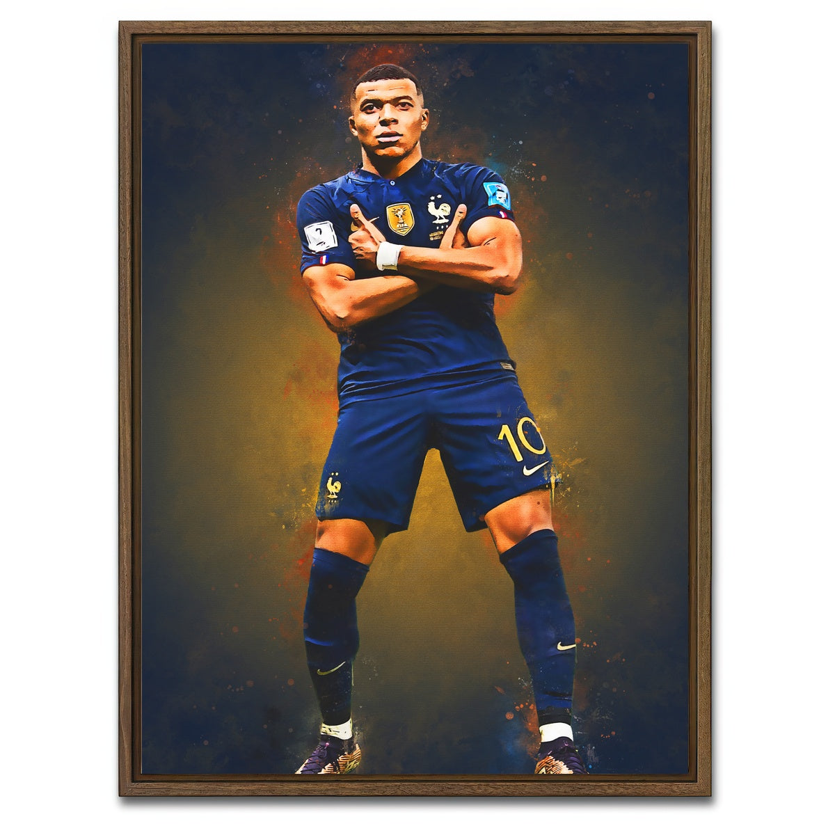 AUTO-MOCKUP WHITE | Kylian Mbappe | 1 Piece | Walnut Framed Canvas | group=3x4