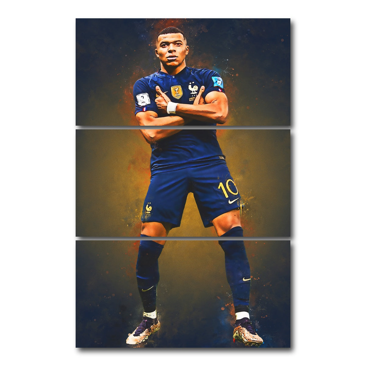 AUTO-MOCKUP WHITE | Kylian Mbappe | 3 Piece | Gallery Wrap Canvas | group=12x24_stacked