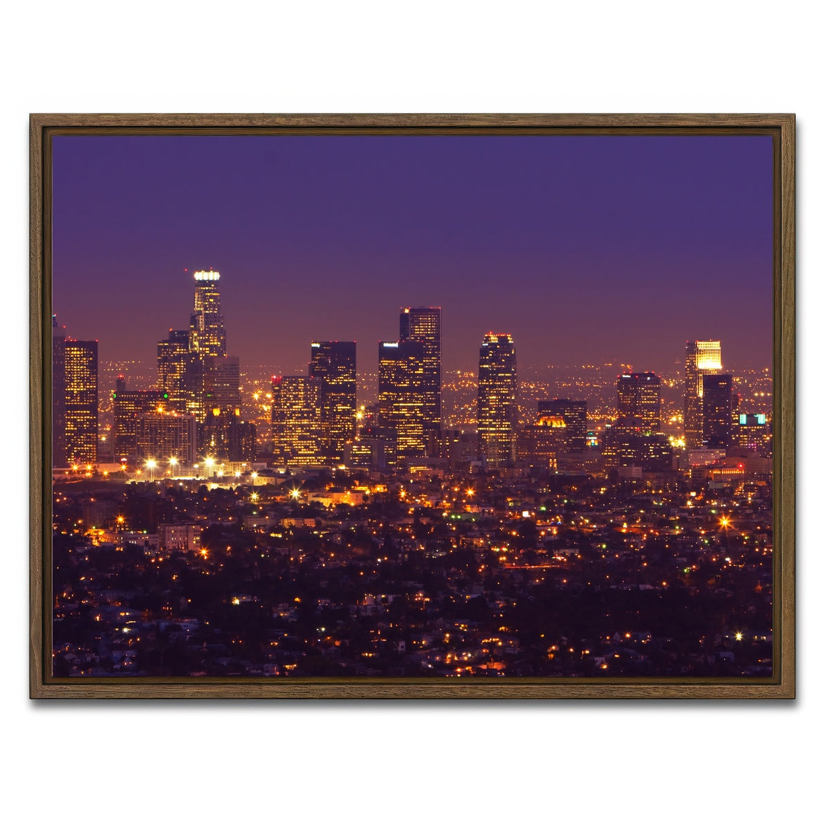AUTO-MOCKUP WHITE | LA Skyline | 1 Piece | Walnut Framed Canvas | group=4x3