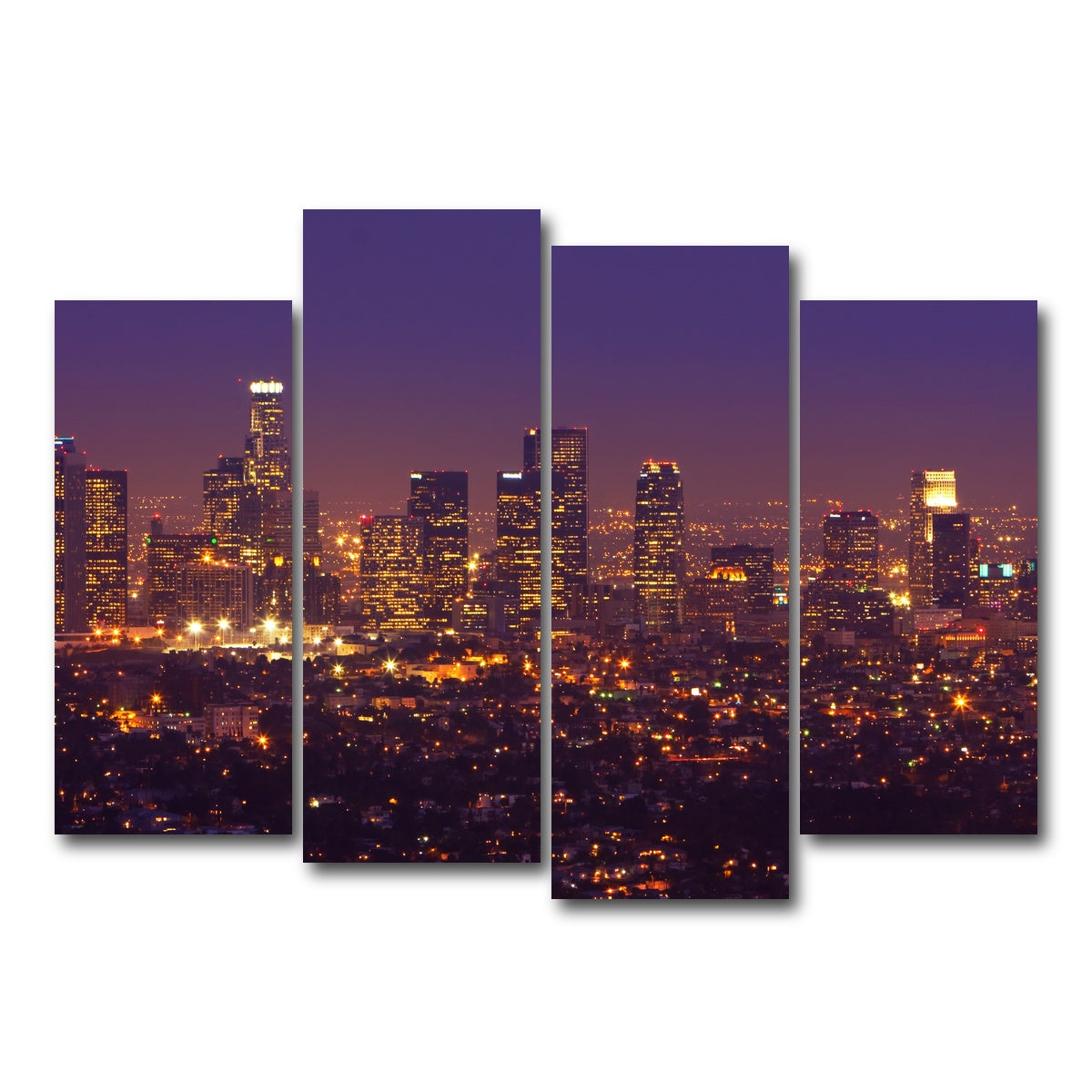 AUTO-MOCKUP WHITE | LA Skyline | 4 Piece | Gallery Wrap Canvas | group=4_normal
