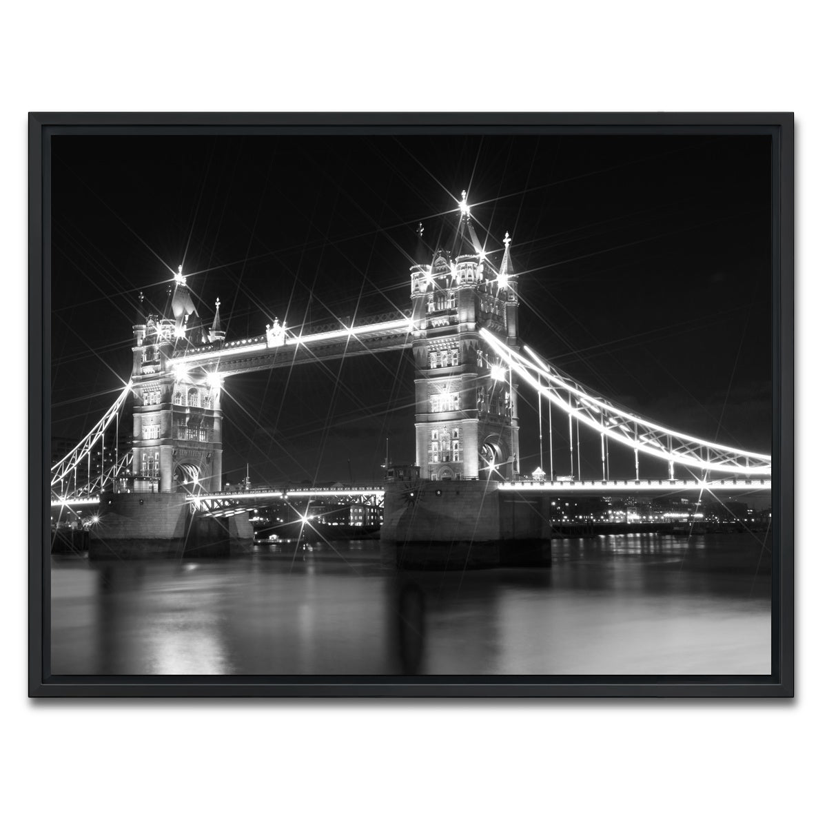 AUTO-MOCKUP WHITE | LONDON Tower Bridge at Night | 1 Piece | Black Framed Canvas | group=4x3