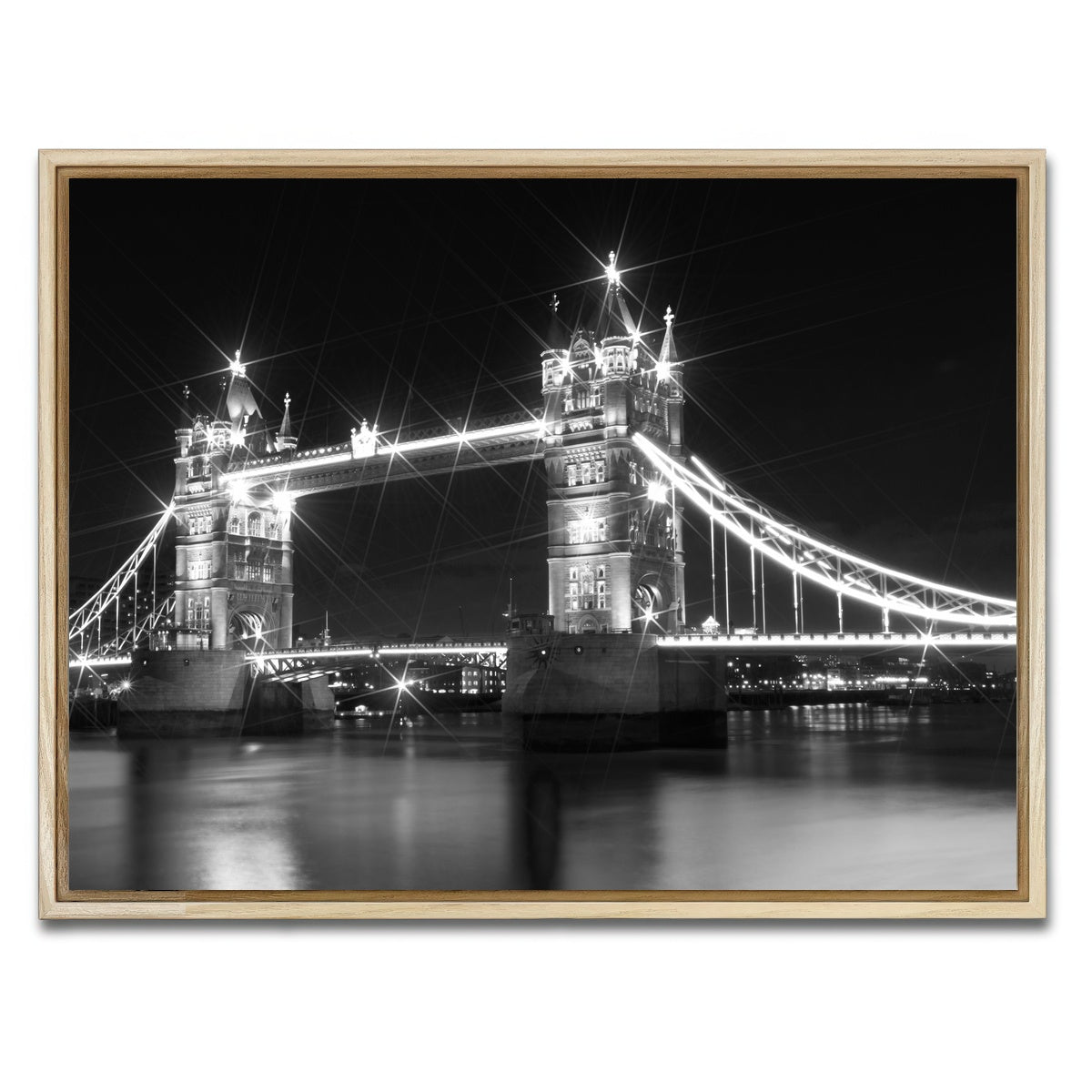 AUTO-MOCKUP WHITE | LONDON Tower Bridge at Night | 1 Piece | Natural Framed Canvas | group=4x3