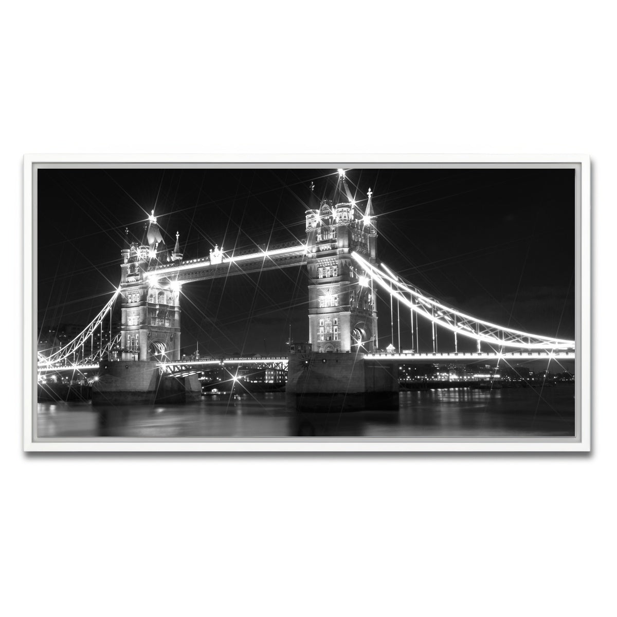 AUTO-MOCKUP WHITE | LONDON Tower Bridge at Night | 1 Piece | White Framed Canvas | group=2x1