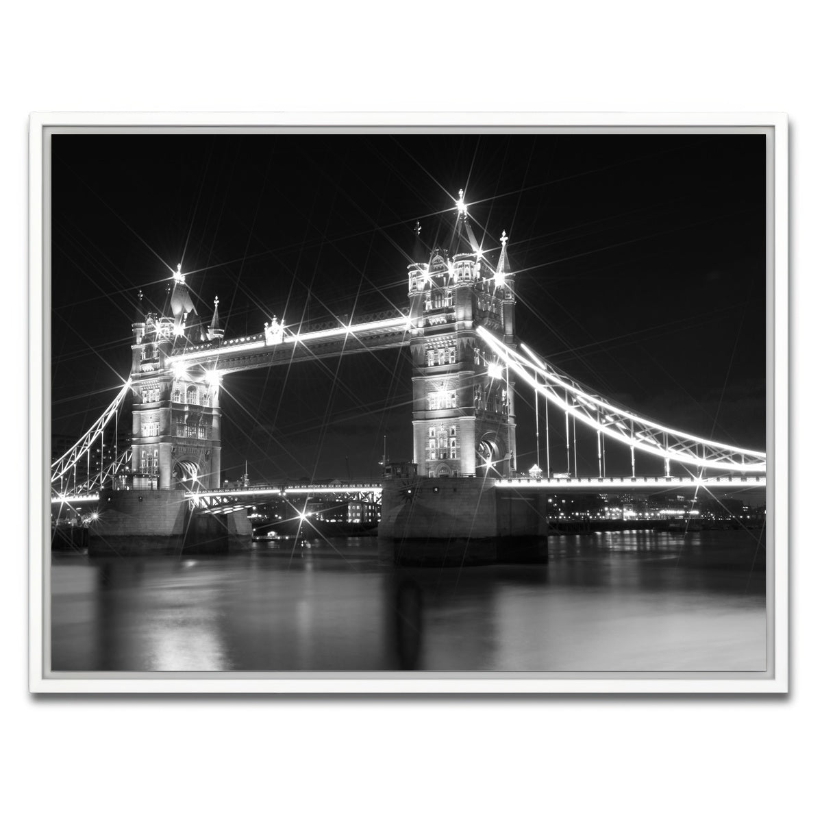 AUTO-MOCKUP WHITE | LONDON Tower Bridge at Night | 1 Piece | White Framed Canvas | group=4x3