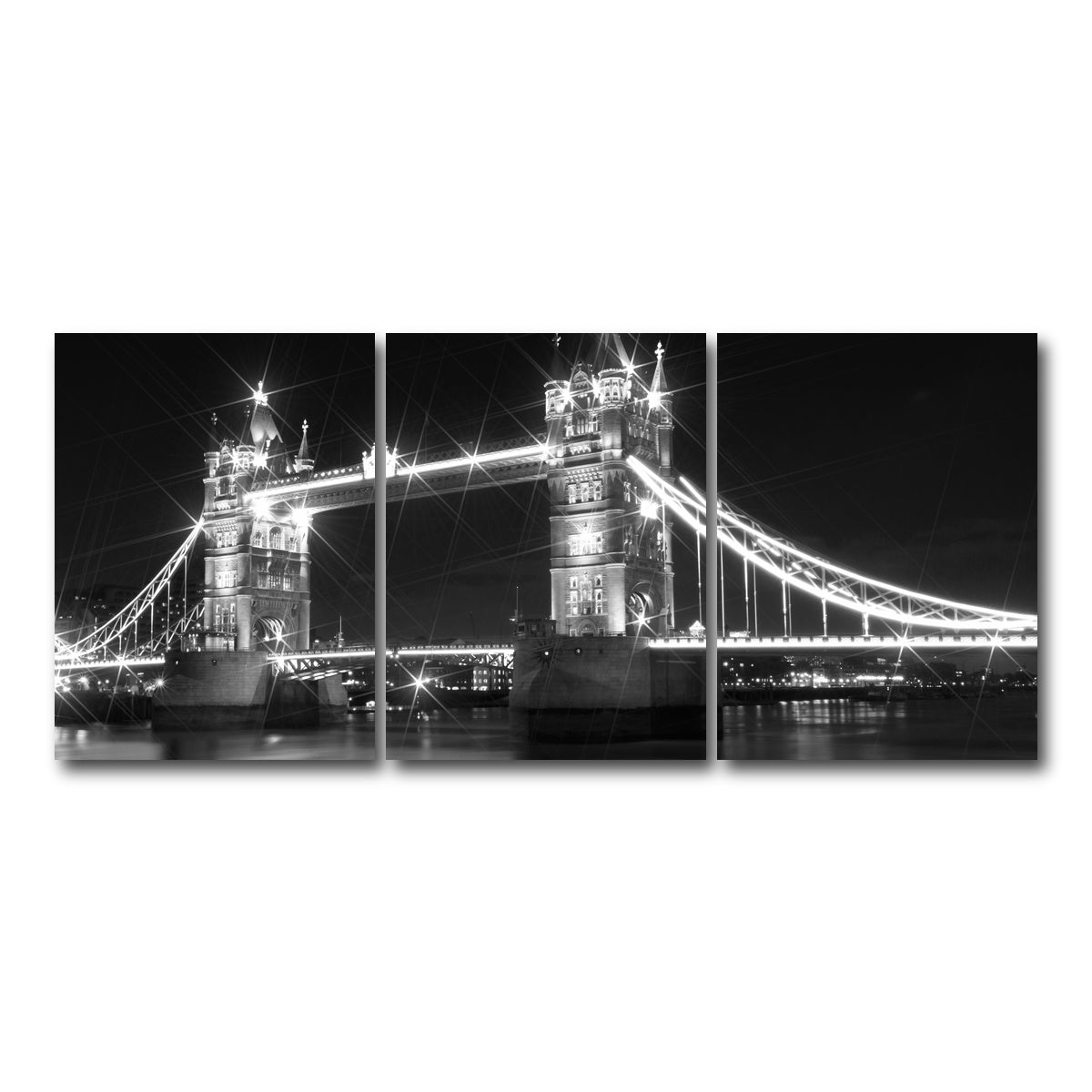 AUTO-MOCKUP WHITE | LONDON Tower Bridge at Night | 3 Piece | Gallery Wrap Canvas | group=18x24