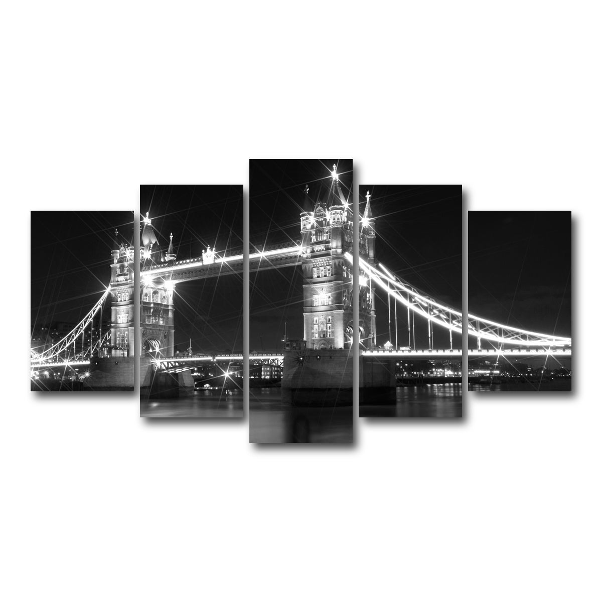 AUTO-MOCKUP WHITE | LONDON Tower Bridge at Night | 5 Piece | Gallery Wrap Canvas | group=5_normal