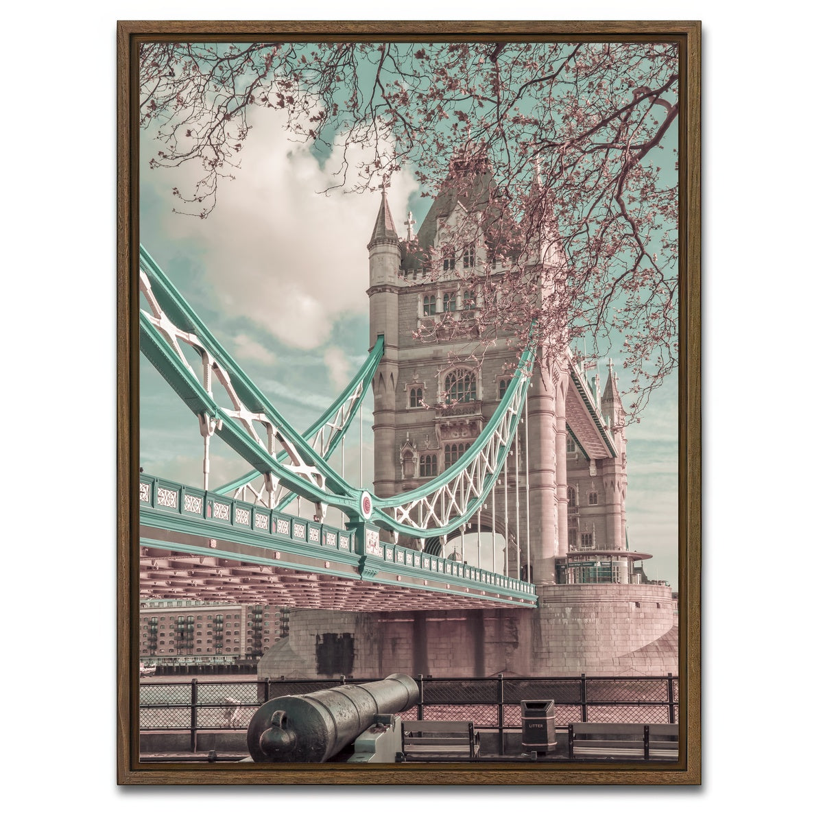 AUTO-MOCKUP WHITE | LONDON Tower Bridge in Detail | 1 Piece | Walnut Framed Canvas | group=3x4