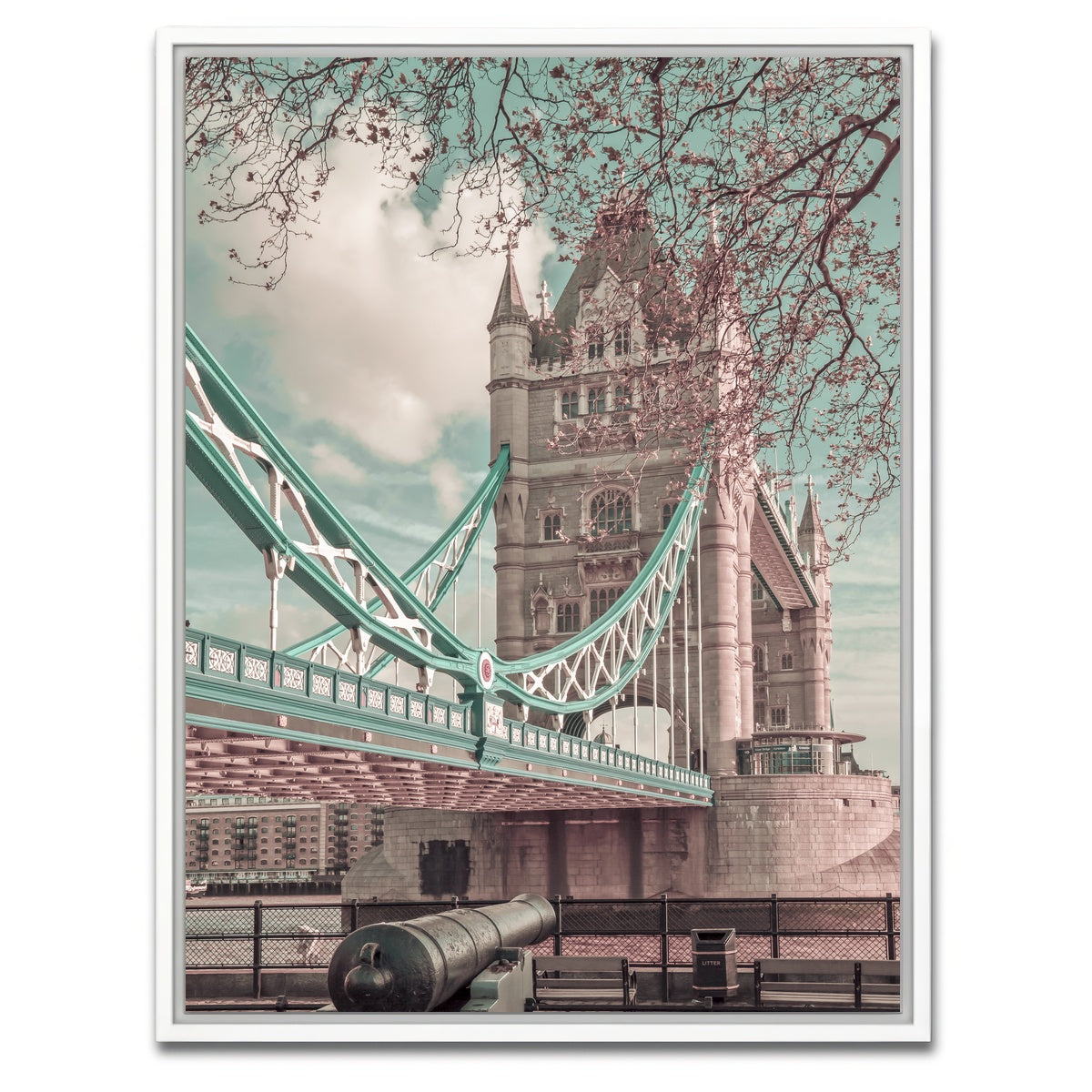 AUTO-MOCKUP WHITE | LONDON Tower Bridge in Detail | 1 Piece | White Framed Canvas | group=3x4