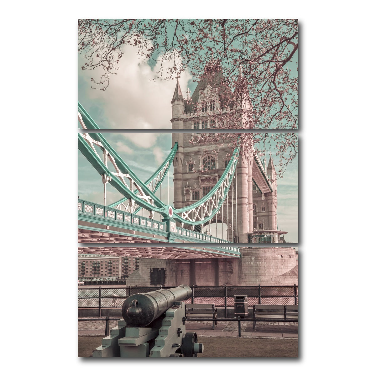 AUTO-MOCKUP WHITE | LONDON Tower Bridge in Detail | 3 Piece | Gallery Wrap Canvas | group=12x24_stacked