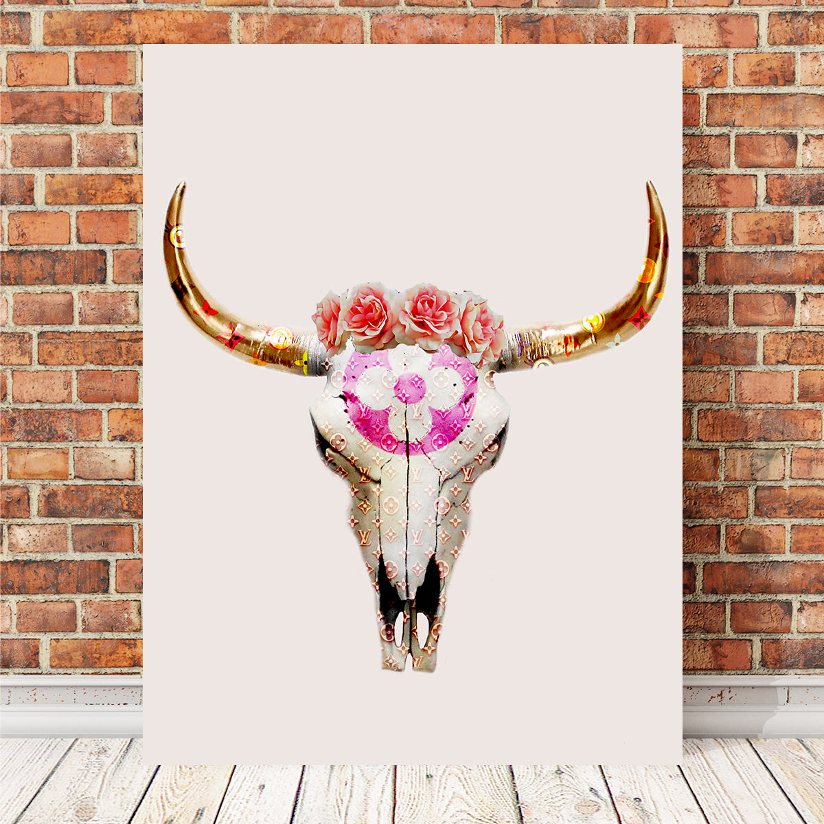 LV Bull Skull Wall Art