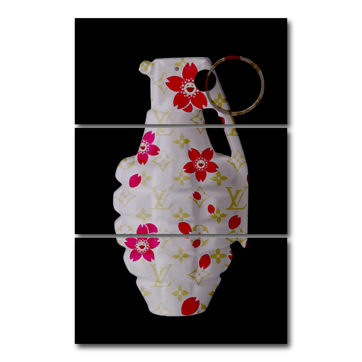 AUTO-MOCKUP WHITE | LV flowers Grenade | 3 Piece | Gallery Wrap Canvas | group=12x24_stacked