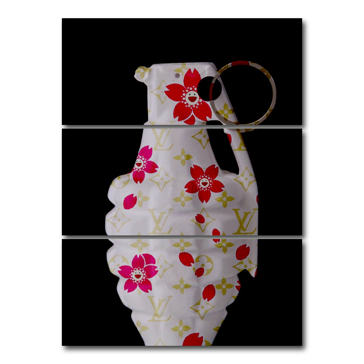 AUTO-MOCKUP WHITE | LV flowers Grenade | 3 Piece | Gallery Wrap Canvas | group=8x18_stacked