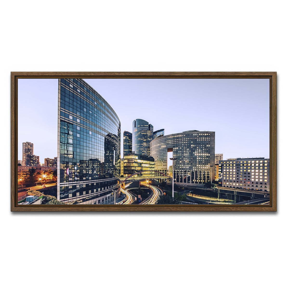 AUTO-MOCKUP WHITE | La Defense | 1 Piece | Walnut Framed Canvas | group=2x1