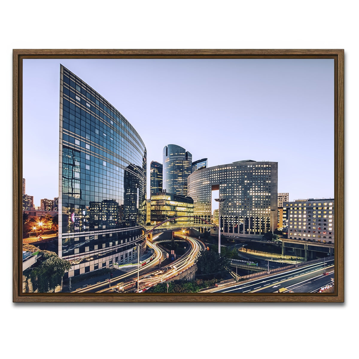 AUTO-MOCKUP WHITE | La Defense | 1 Piece | Walnut Framed Canvas | group=4x3