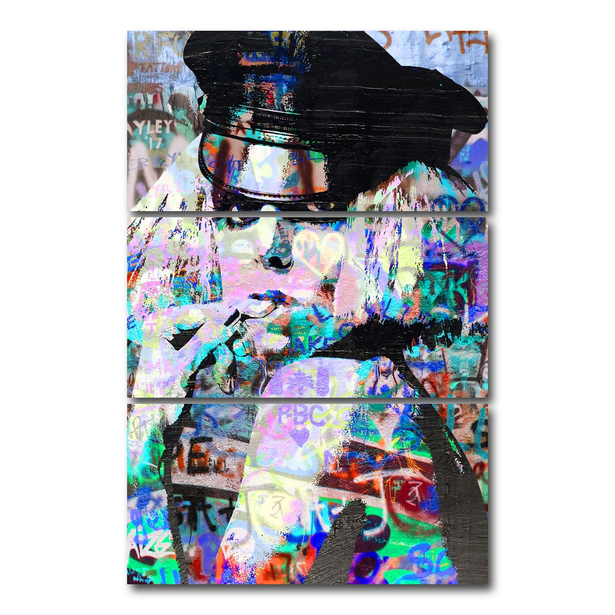AUTO-MOCKUP WHITE | Lady Gaga Heavy Graffiti | 3 Piece | Gallery Wrap Canvas | group=12x24_stacked
