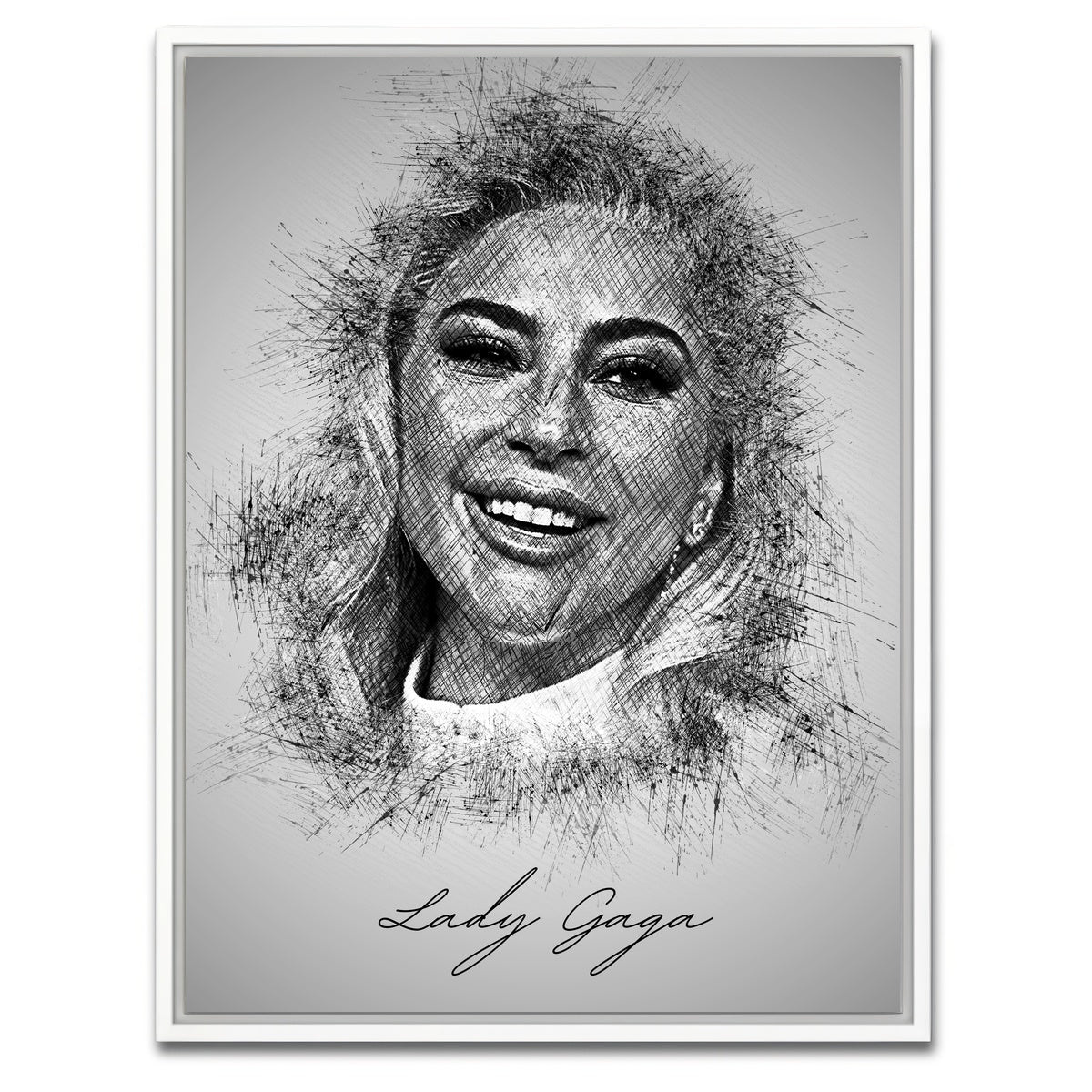 AUTO-MOCKUP WHITE | Lady Gaga Sketch | 1 Piece | White Framed Canvas | group=3x4