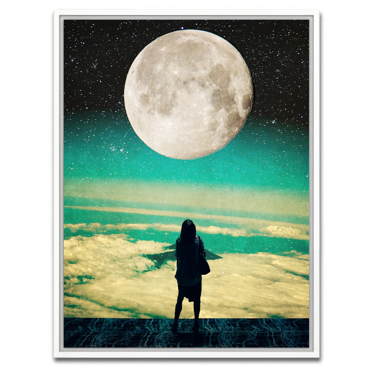 AUTO-MOCKUP WHITE | Lady Moon No Idea | 1 Piece | White Framed Canvas | group=3x4