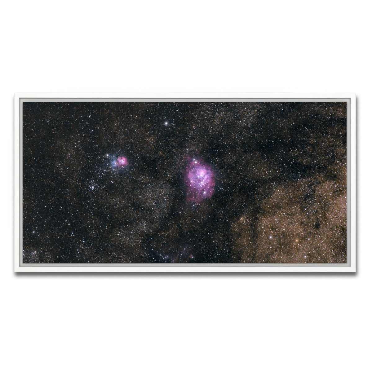 AUTO-MOCKUP WHITE | Lagoon and Trifid nebula | 1 Piece | White Framed Canvas | group=2x1