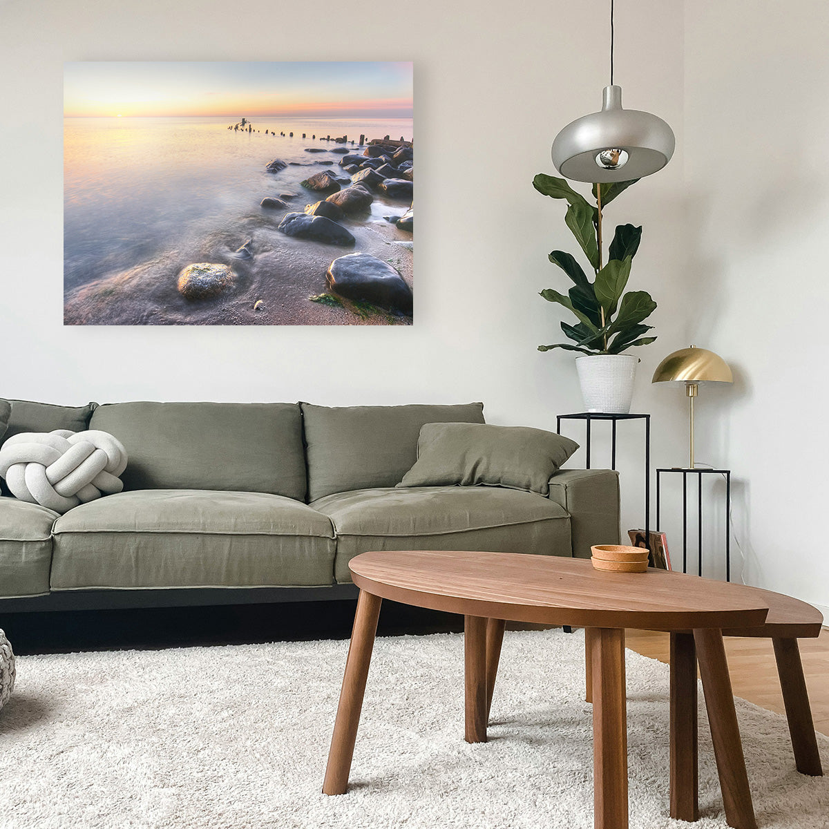 Lake Michigan Shore at Sunrise Wall Art