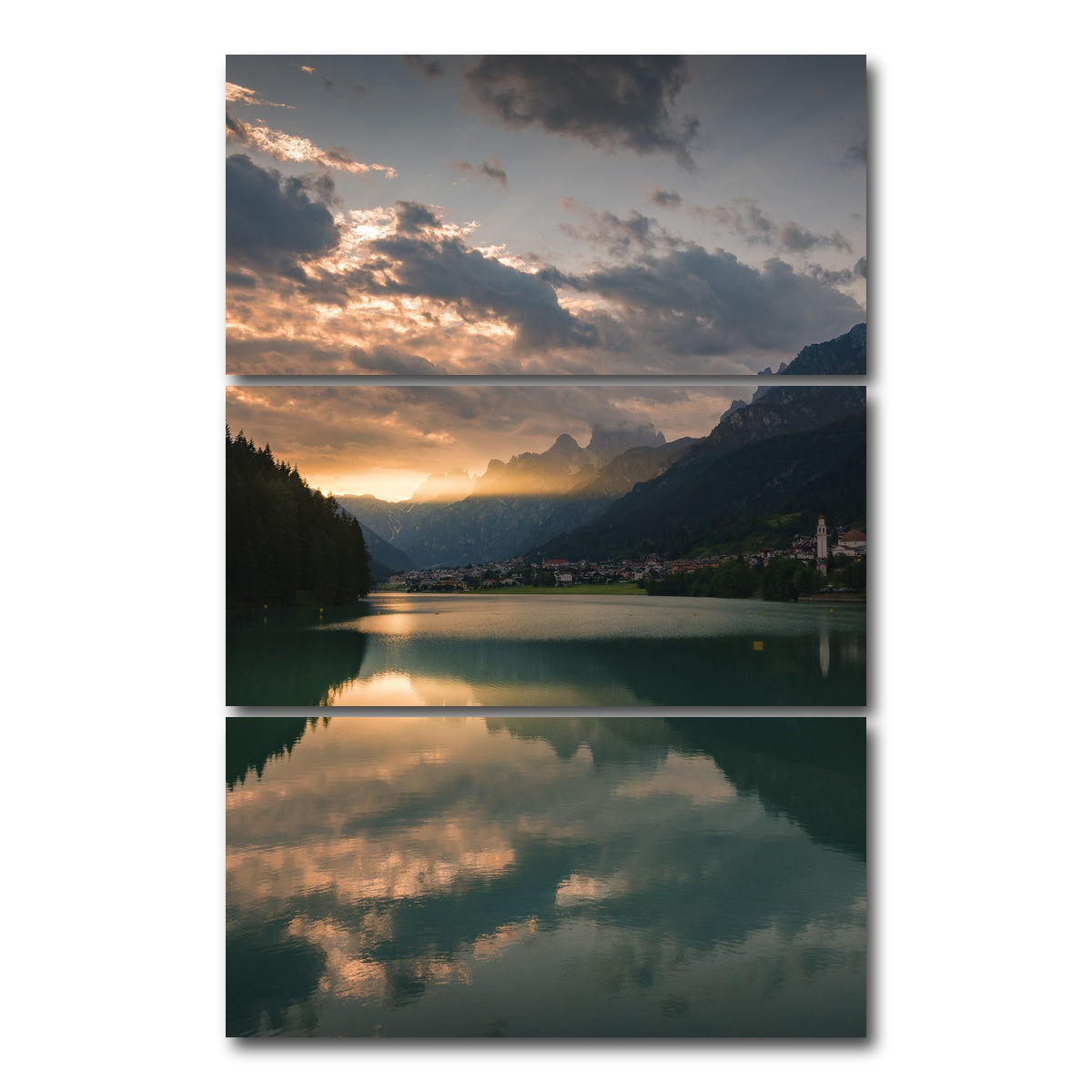 AUTO-MOCKUP WHITE | Lake Auronzo | 3 Piece | Gallery Wrap Canvas | group=12x24_stacked