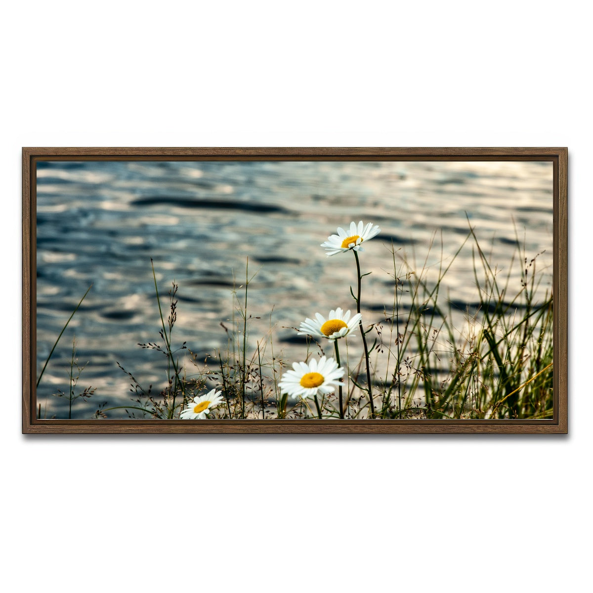 AUTO-MOCKUP WHITE | Lake Flowers | 1 Piece | Walnut Framed Canvas | group=2x1