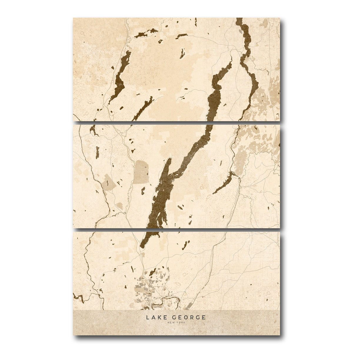 AUTO-MOCKUP WHITE | Lake George Map | 3 Piece | Gallery Wrap Canvas | group=12x24_stacked