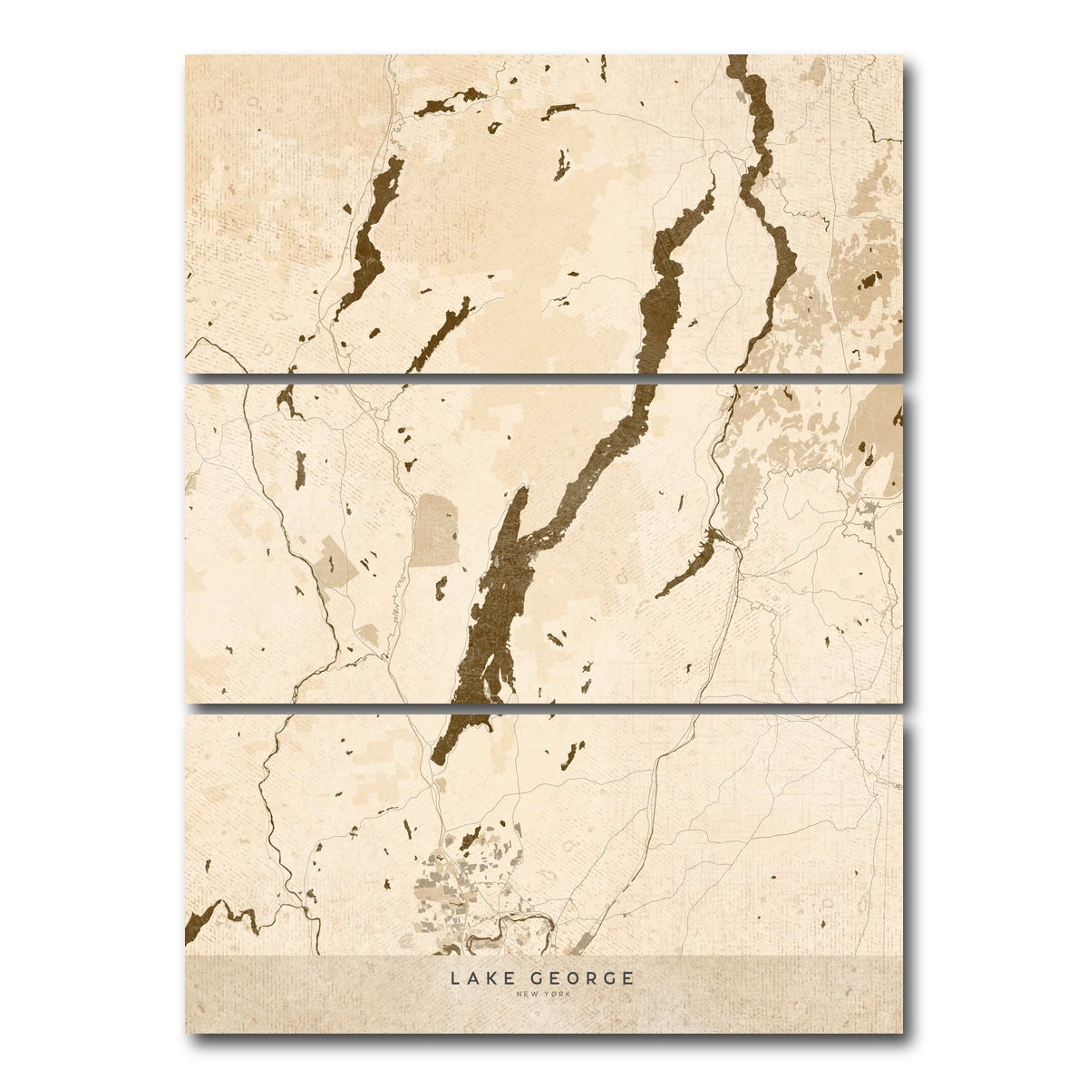 AUTO-MOCKUP WHITE | Lake George Map | 3 Piece | Gallery Wrap Canvas | group=8x18_stacked