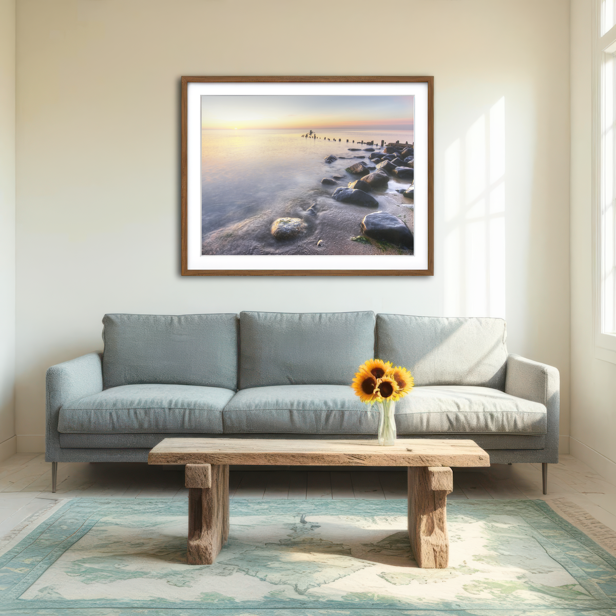 AUTO-MOCKUP ROOM | Lake Michigan Shore at Sunrise Wall Art