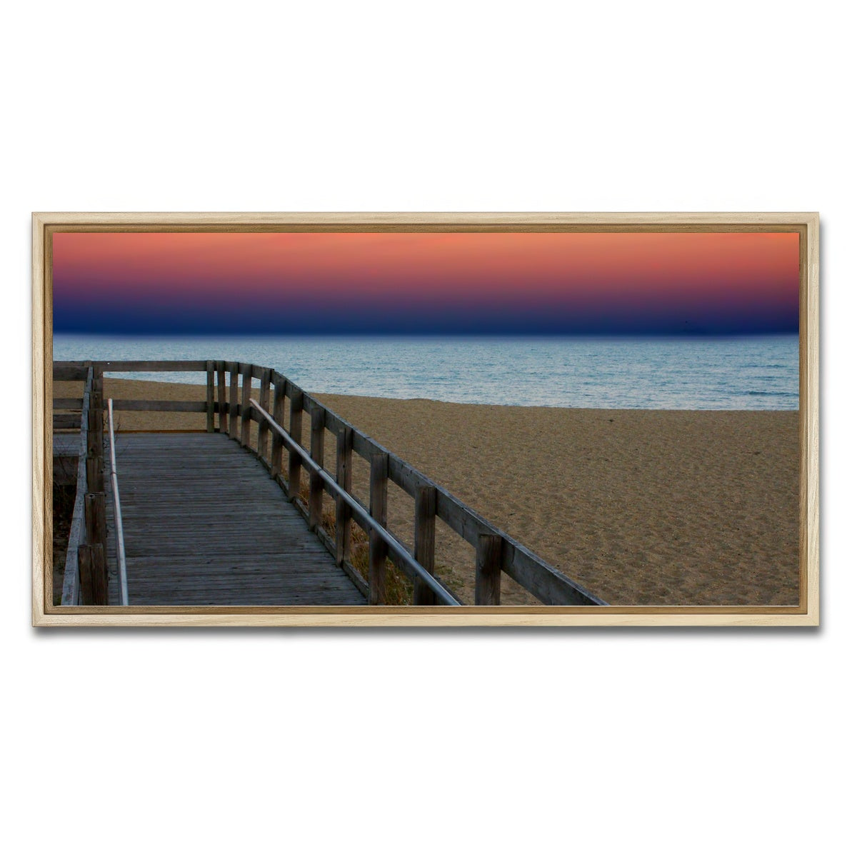 AUTO-MOCKUP WHITE | Lake Michigan sunset | 1 Piece | Natural Framed Canvas | group=2x1