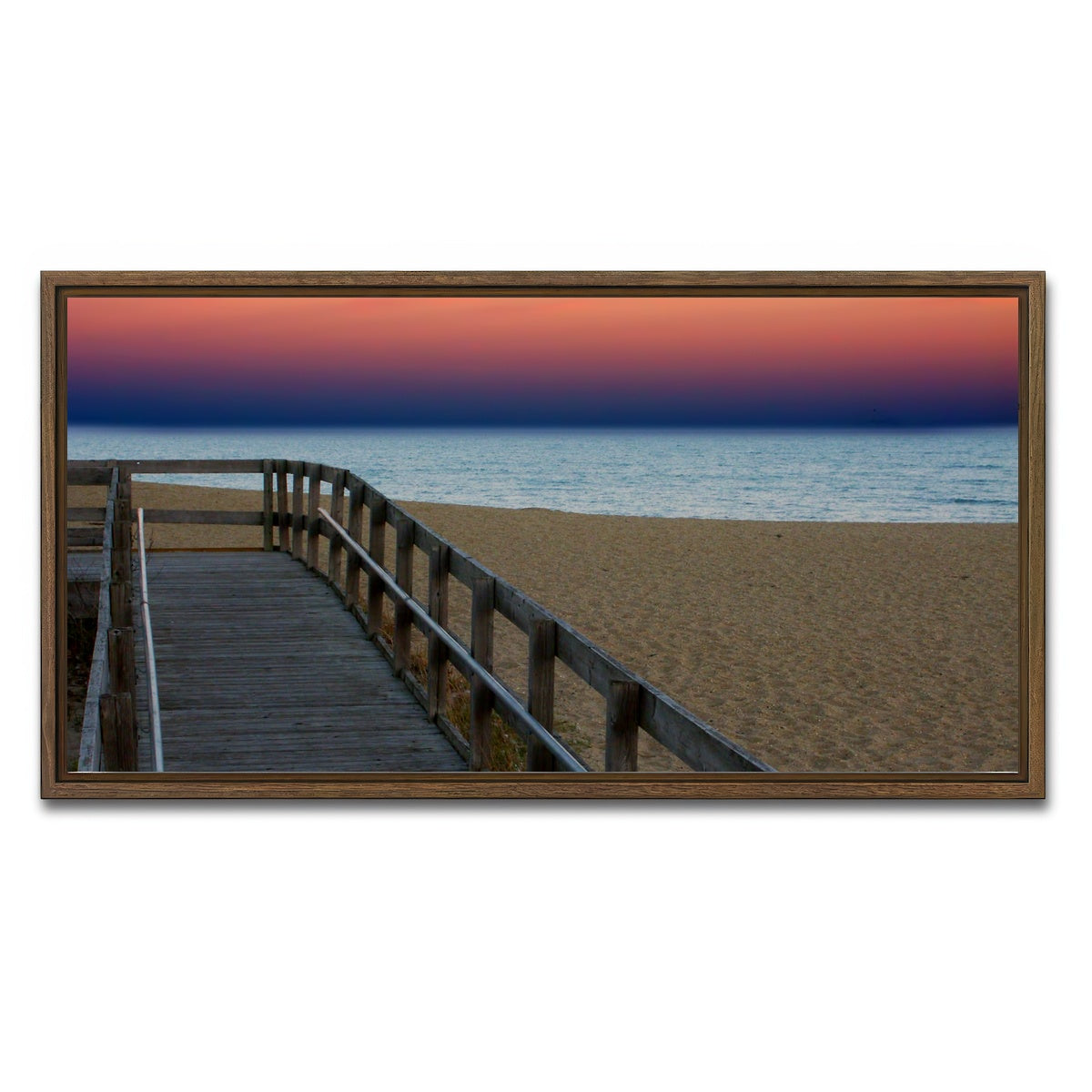 AUTO-MOCKUP WHITE | Lake Michigan sunset | 1 Piece | Walnut Framed Canvas | group=2x1