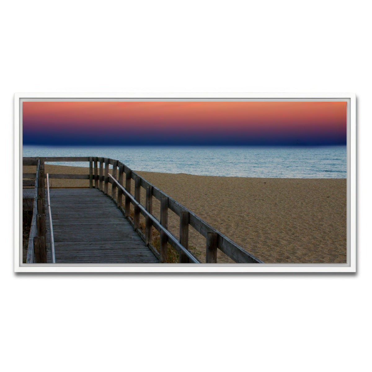 AUTO-MOCKUP WHITE | Lake Michigan sunset | 1 Piece | White Framed Canvas | group=2x1