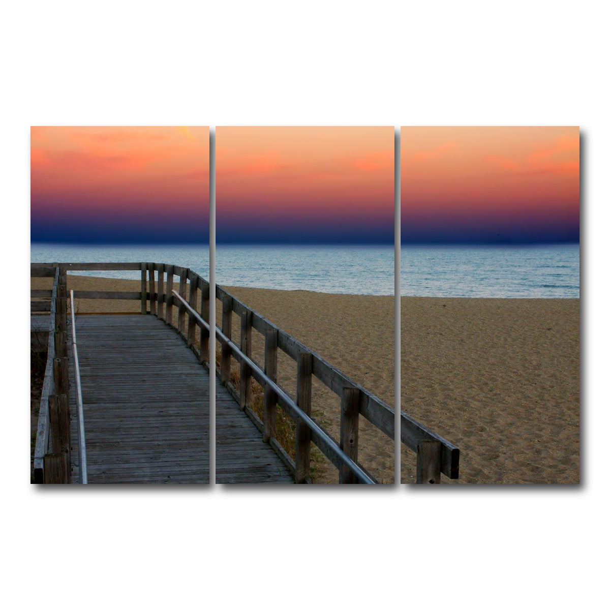 AUTO-MOCKUP WHITE | Lake Michigan sunset | 3 Piece | Gallery Wrap Canvas | group=12x24