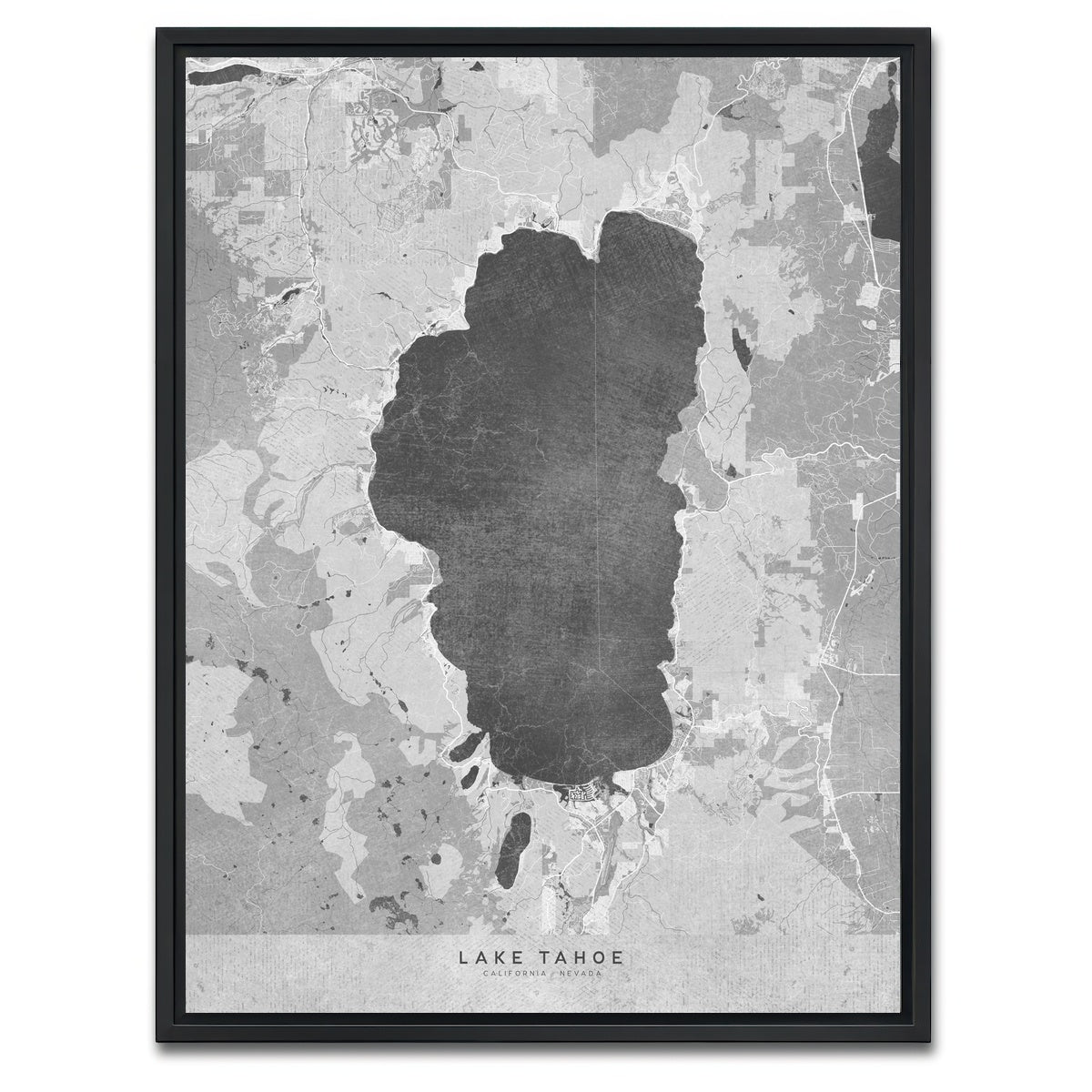 AUTO-MOCKUP WHITE | Lake Tahoe Map 2 | 1 Piece | Black Framed Canvas | group=3x4
