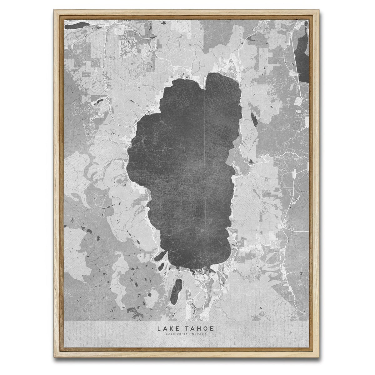 AUTO-MOCKUP WHITE | Lake Tahoe Map 2 | 1 Piece | Natural Framed Canvas | group=3x4