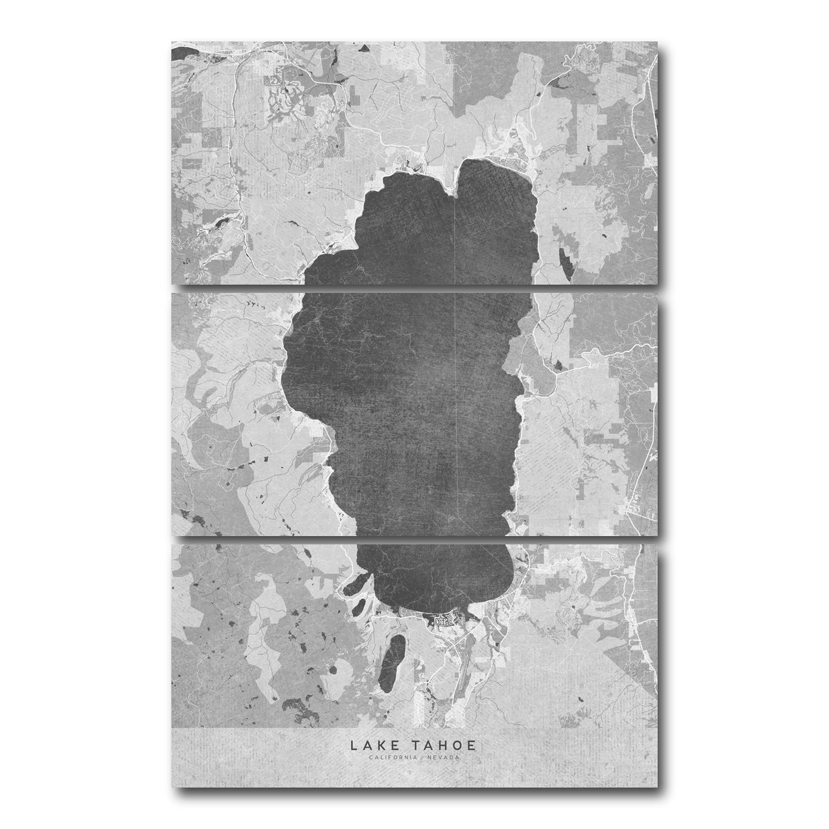 AUTO-MOCKUP WHITE | Lake Tahoe Map 2 | 3 Piece | Gallery Wrap Canvas | group=12x24_stacked