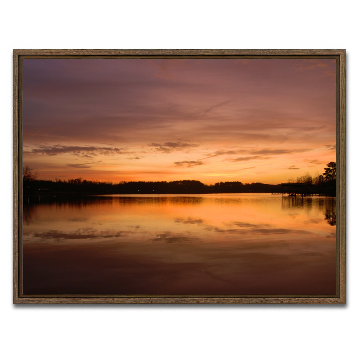 AUTO-MOCKUP WHITE | Lake Weiss Sunrise | 1 Piece | Walnut Framed Canvas | group=4x3