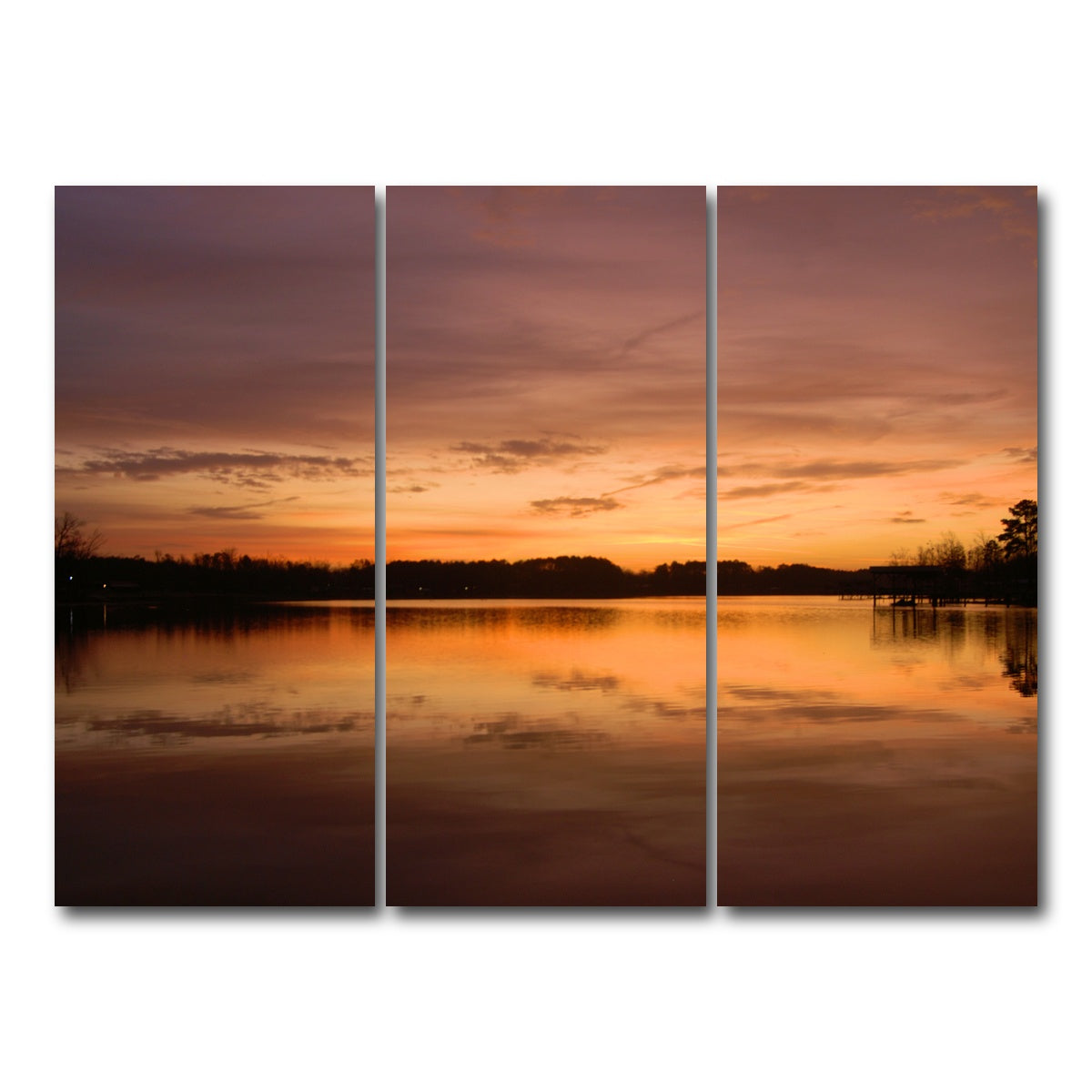 AUTO-MOCKUP WHITE | Lake Weiss Sunrise | 3 Piece | Gallery Wrap Canvas | group=8x18