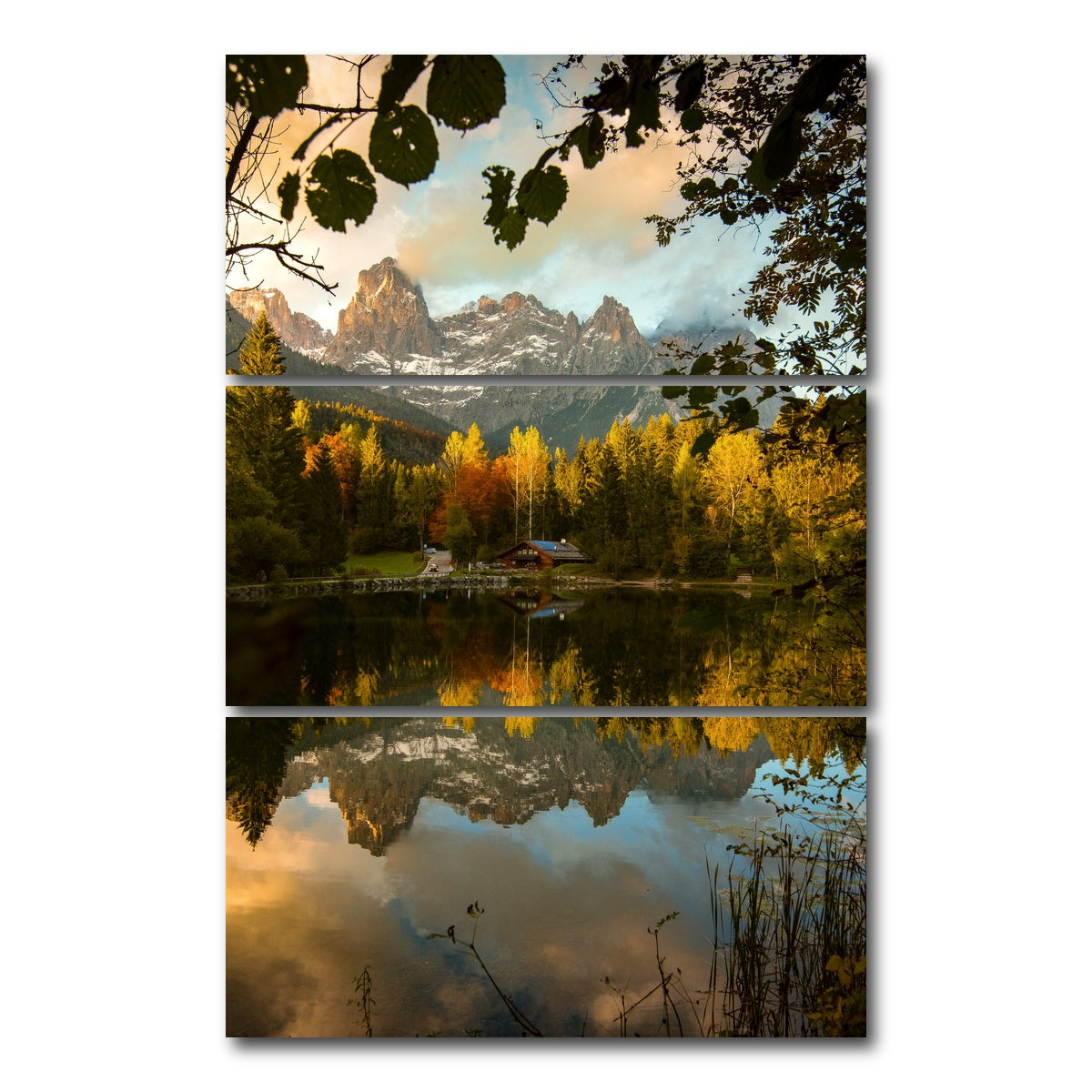 AUTO-MOCKUP WHITE | Lake Welsperg | 3 Piece | Gallery Wrap Canvas | group=12x24_stacked