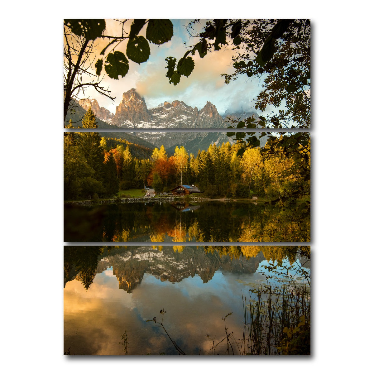 AUTO-MOCKUP WHITE | Lake Welsperg | 3 Piece | Gallery Wrap Canvas | group=8x18_stacked