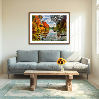AUTO-MOCKUP ROOM | Lakeside Autumn Trees Wall Art