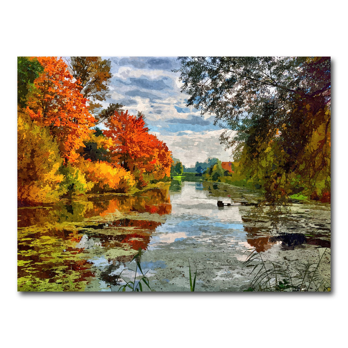 AUTO-MOCKUP WHITE | Lakeside autumn trees | 1 Piece | Gallery Wrap Canvas | group=4x3
