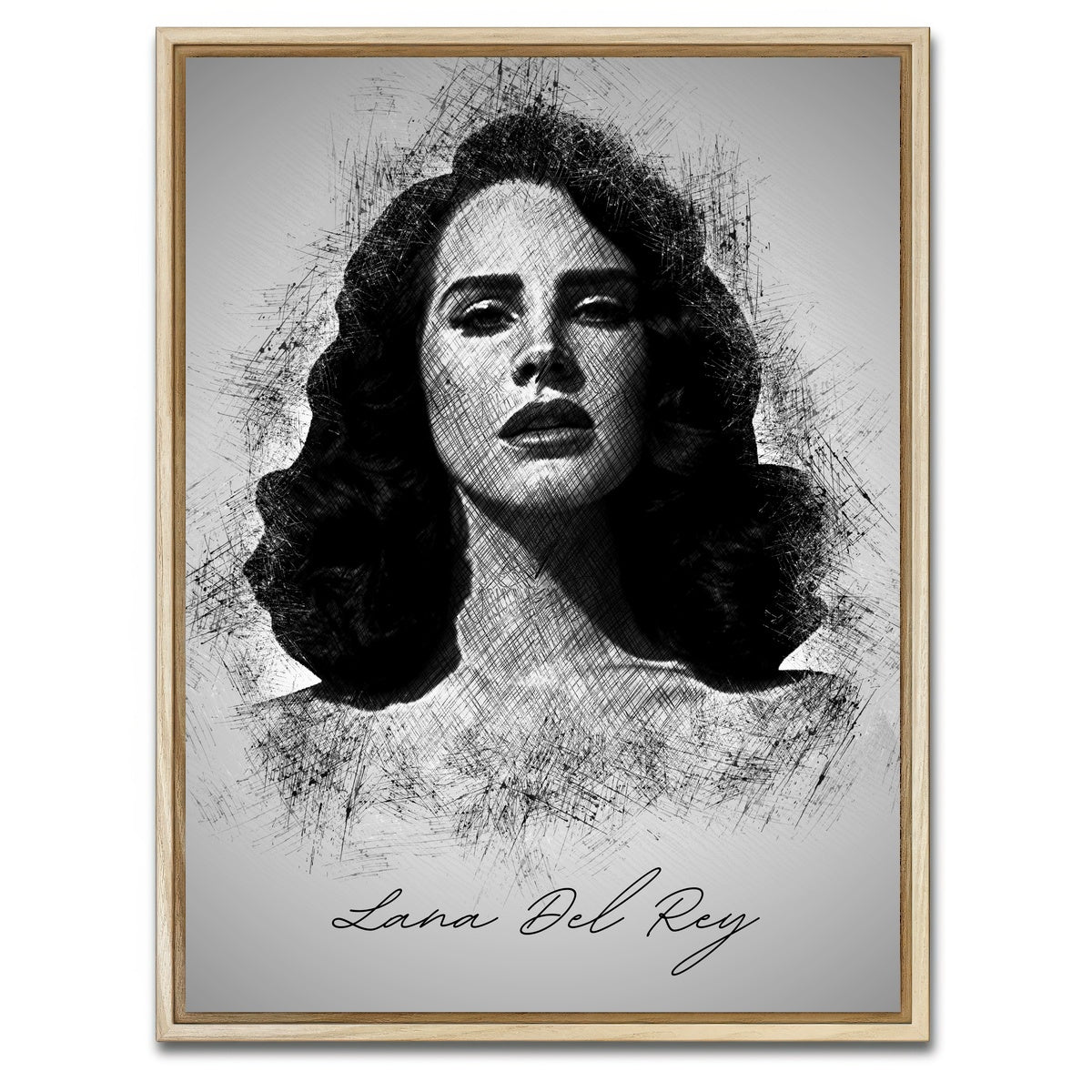 AUTO-MOCKUP WHITE | Lana Del Rey Sketch | 1 Piece | Natural Framed Canvas | group=3x4