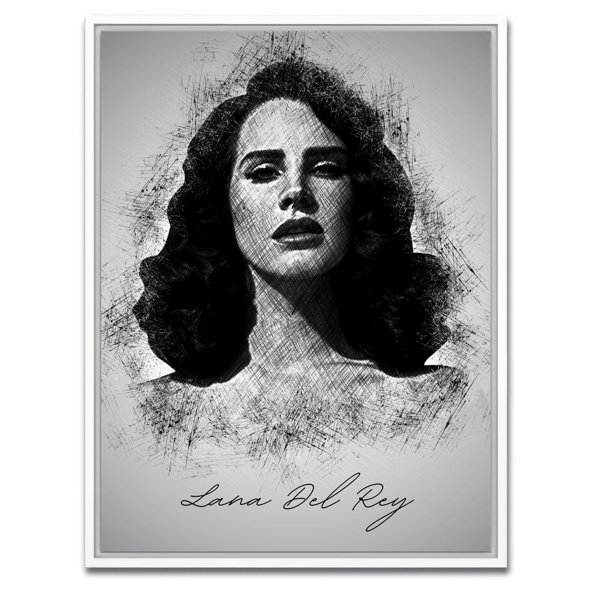 AUTO-MOCKUP WHITE | Lana Del Rey Sketch | 1 Piece | White Framed Canvas | group=3x4