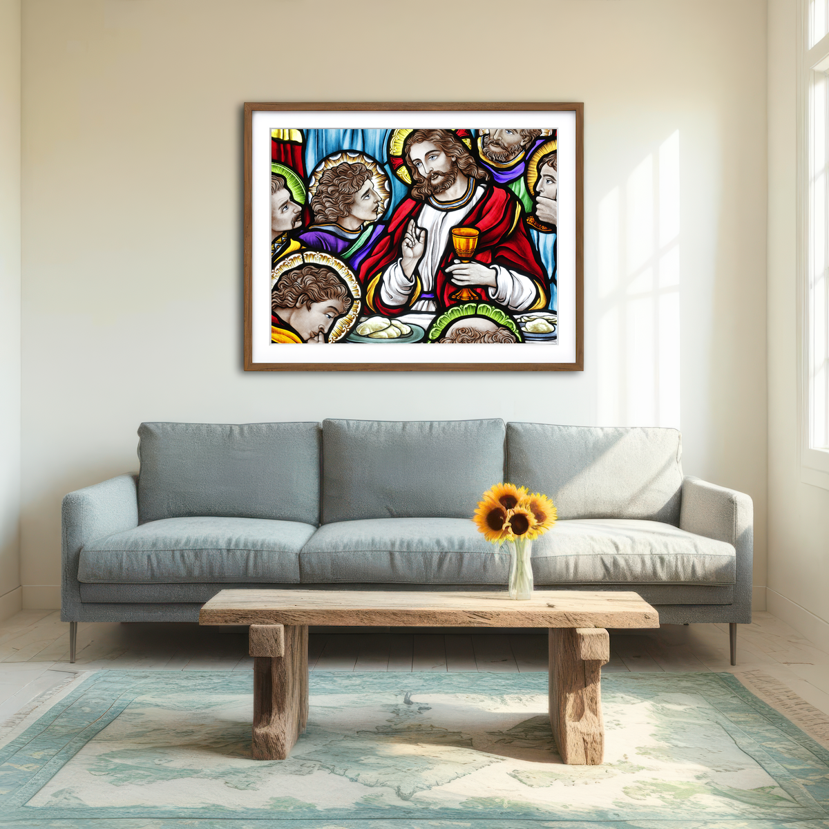 AUTO-MOCKUP ROOM | Last Supper Stained Glass Wall Art