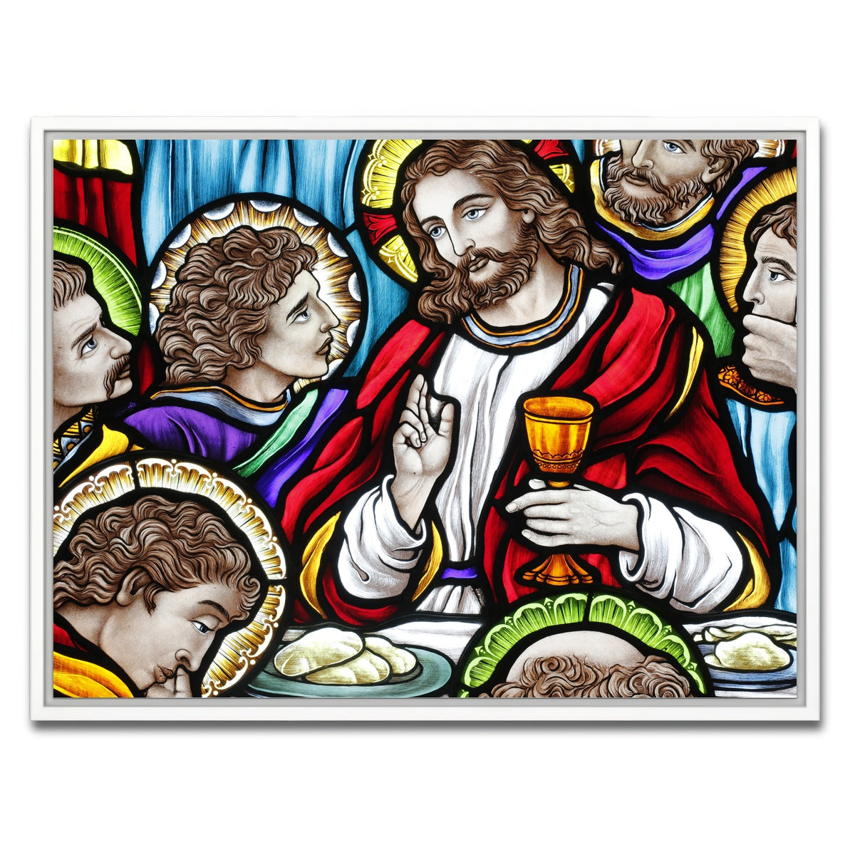 AUTO-MOCKUP WHITE | Last Supper Stained Glass | 1 Piece | White Framed Canvas | group=4x3