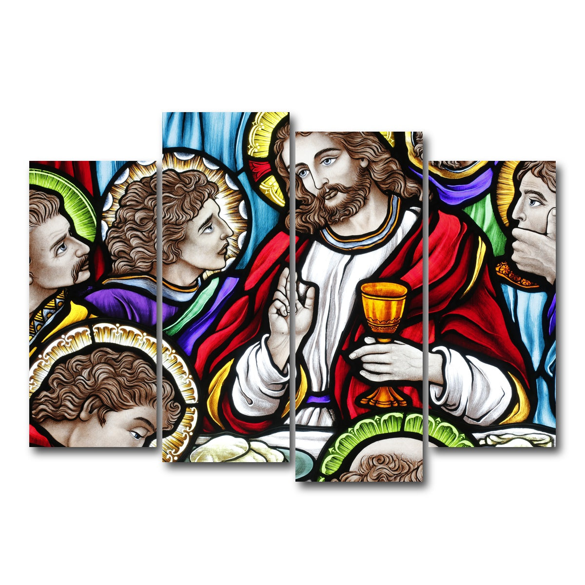 AUTO-MOCKUP WHITE | Last Supper Stained Glass | 4 Piece | Gallery Wrap Canvas | group=4_normal