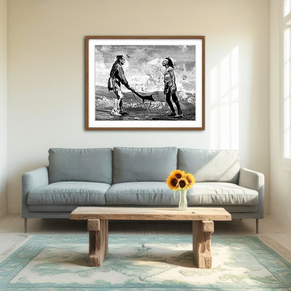 AUTO-MOCKUP ROOM | Last of the Mohicans Grayscale Wall Art
