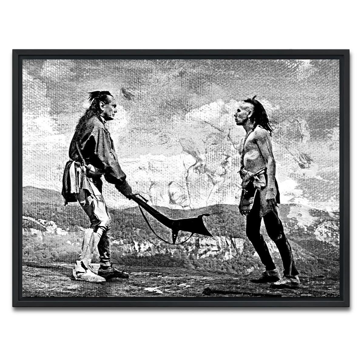 AUTO-MOCKUP WHITE | Last of the Mohicans Grayscale | 1 Piece | Black Framed Canvas | group=4x3