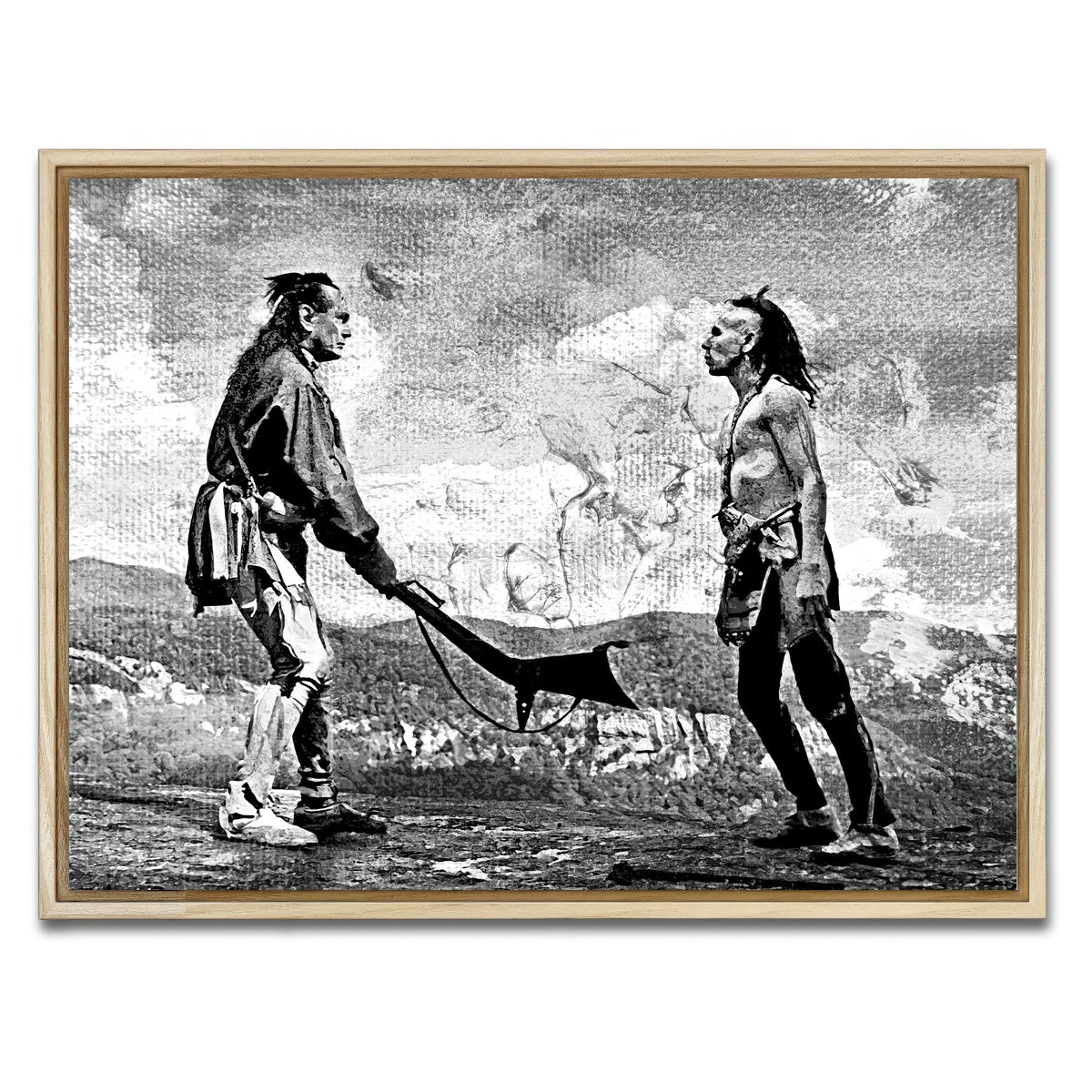 AUTO-MOCKUP WHITE | Last of the Mohicans Grayscale | 1 Piece | Natural Framed Canvas | group=4x3