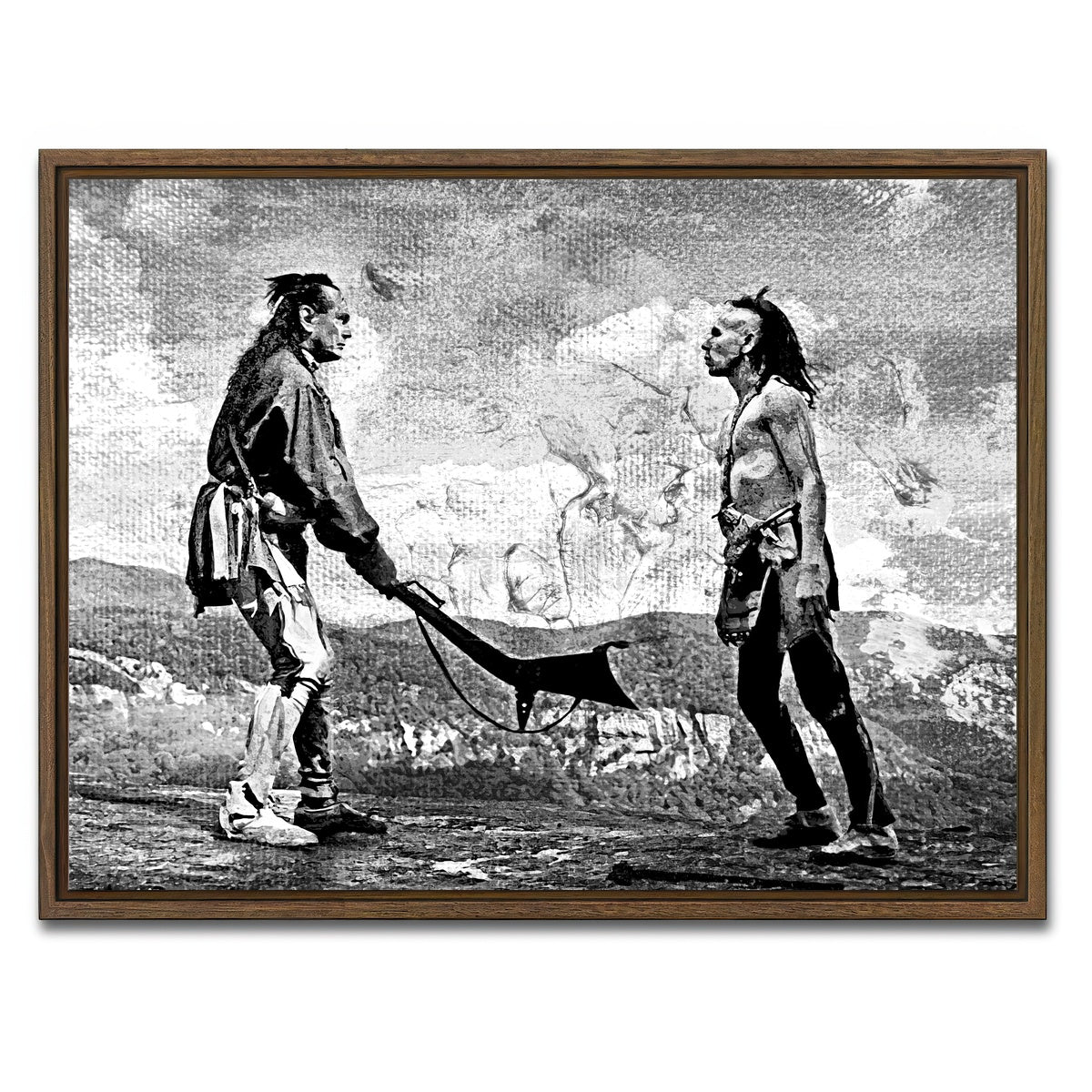 AUTO-MOCKUP WHITE | Last of the Mohicans Grayscale | 1 Piece | Walnut Framed Canvas | group=4x3